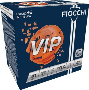 Fiocchi 20VIP8 20GA 2.75" 7/8oz #8 Shot 1200FPS 250rd Case