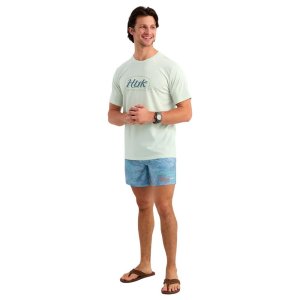 Marolina HUK Script Short Sleeve Tee Pale Algae Heather L