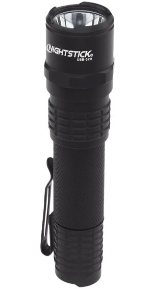 Nightstick USB320 Tactical Black Anodized Hardcoat Aluminum White Cree LED Flashlight 320 Lumens 111 Meters Range