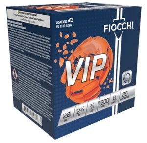 Fiocchi 28VIP8 28 Gauge Shotshells 250 Rounds 2 3/4" #8 Lead 1200FPS