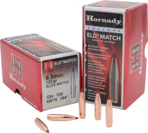 Hornady ELD Match 6.5mm .264 123 Grain Bullets 100 Box 26176