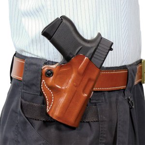 DeSantis Mini Scabbard Tan Leather Belt Slide for Glock 19/23/32