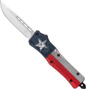 Cobratec CTK-1 Medium Texas Flag OTF Knife 3" D2 Blade, Aluminum Handle