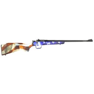 Crickett KSA2169 Youth 22 LR 1rd 16.12" Blued Barrel, Fixed Front/Adjustable Rear Peep Sights, Grand Union Flag Stock w/11.5" LOP, Rebounding Firing Pin Safety