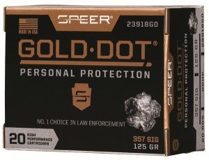 Speer Gold Dot 357 Sig 125gr Hollow Point 20/Box 23918GD