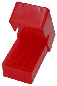 MTM E-50 Series .357 Magnum 50 Round Slip Top Box Clear Red Polymer