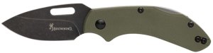 Browning 3220504 Hidden Hollow EDC 2.25" D2 Steel Folding Knife OD Green
