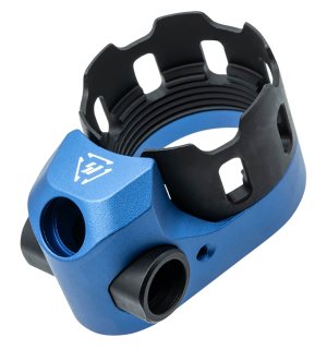 Strike Industries Tribus Blue Anodized Castle Nut & End Plate Set