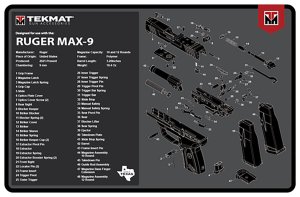 TEKMAT Ruger Max 9 Cleaning Mat Rubber 11Inx17In Parts Diagram