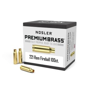 Nosler 10078 Unprimed Brass .221 Remington Fireball, 100ct Rifle Cartridge Cases, USA Origin