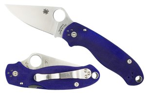 Spyderco C223GPDBL Para 3 Satin 3" Plain Edge Dark Blue G-10 CPM S110V