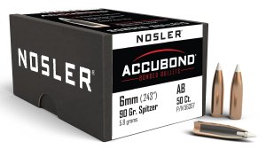 Nosler 56357 AccuBond Hunting 6mm .243 90 gr Spitzer Point 50 Per Box