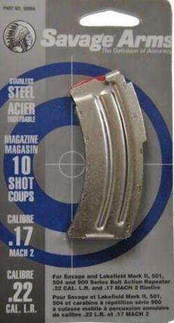 Savage Arms 90008 MKII Stainless Detachable 10rd for 22 LR, 17 Mach 2