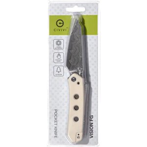 CIVIVI KNIFE VISION FG 3 IVORY DAMASCUS BLADE CLAM PACK