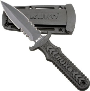 RUKO FIXED BLADE BOOT KNIFE 4" SPEAR SERRATED