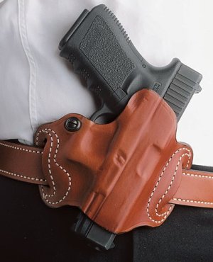 DeSantis 086TAE8Z0 Mini Slide Holster OWB RH Leather for Glock 20/21 Tan