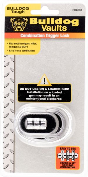 Bulldog BD8000 Trigger Lock, Combination, Adjustable Ratchet, Black