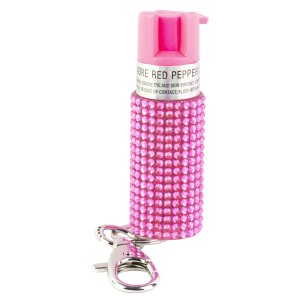 Sabre Jeweled Pepper Spray with Key Ring Pink