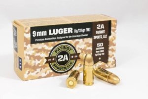 PATRIOT P9MM124F 9mm Luger 124gr FMJ Brass Case 1148fps 50ct