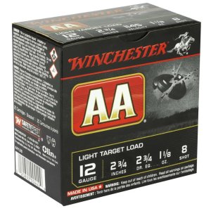 Winchester Ammo AA128 Light Target 12 Gauge 2.75" 1 1/8 oz 1145 fps 8 Shot 25 Bx/10 Cs