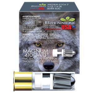 Brenneke SL4103M Magnum 410Gauge 3 in 1/4oz Slug Shot 5 Per Box/90 Case, Shotgun Shells