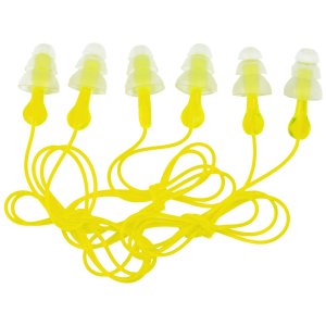 Peltor Sport Tri-Flange Corded Reusable Earplugs Neon Yellow 3 pair/pk