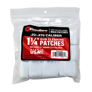 KleenBore SuperShooter Patch .22-.270 1.25" Square Cotton 500 Pack