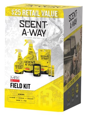 Hunters Specialties Scent-A-Way MAX Field Kit - Odorless Spray, Wipes, Lip Balm, Windicator Powder