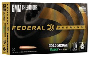 Federal Premium GM6CRDM1 6mm Creedmoor 107 Grain BTHP 20 Rounds Brass