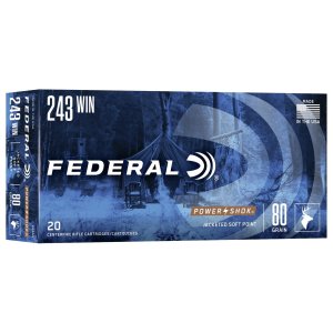 Federal Premium Ammunition 243AS 243 Winchester 80 Gr Soft Point 20 Rounds