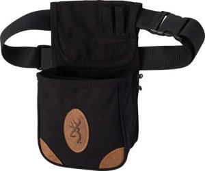Browning Lona Shell Pouch Black/Brown Canvas Leather Belt Mount Adjustable