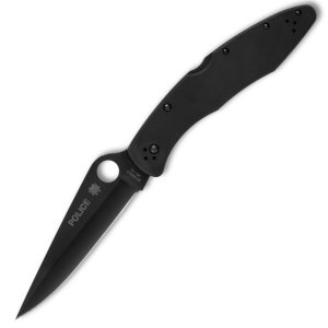 Spyderco Police Folding Knife 4.2 in Drop Point Blade VG-10 Black Finish