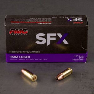 PMC SFX 9mm 147 Grain SFHP 50 Round Box Non-Corrosive Brass Casing
