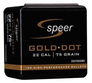 Speer 22475GDB2 Gold Dot .224 Cal 75gr Rifle Bullets - 100/Box