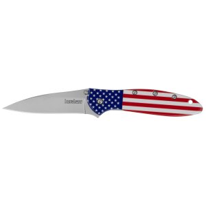Kershaw Leek 1660USA 3 In Drop Point Plain Blade USA Flag