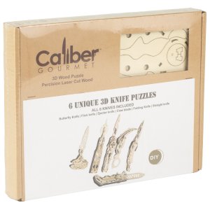 Caliber Gourmet CBG-PZ-03K Wood Knife Puzzle Set 6pc Handcrafted