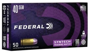 Federal AE40SJ2 Syntech Training Match 40 S&W 180 Grain, TSJ Flat Nose, 50 Rounds Centerfire Pistol Ammunition