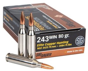 Sig Sauer E243H1-20 Elite .243 Win 80GR Copper 20RDS Hunting Ammo
