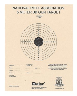Daisy 408 NRA 5-Meter Target Air Rifle Bullseye Hanging Paper 50 Per Pkg