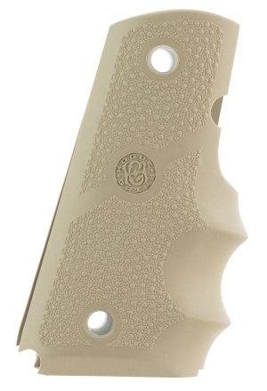 Hogue 43003 Rubber Grip 1911 Officer Desert Tan Cobblestone Finger Grooves