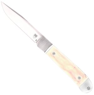 CobraTec Knives Trapper CTTHRWT 3.12 In D2 Hidden Release White Bone