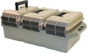 MTM Case-Gard 50 Cal Ammo Crate - Dark Earth, 3 Cans, Stackable & Water-Resistant