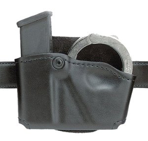 Safariland 5738321 Cuff/Mag Pouch Black Leather for Beretta 8045F