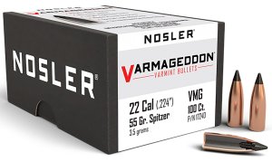 Nosler Varmageddon 17240 22 Caliber 55 Grain Flat Base Tipped 100 Count