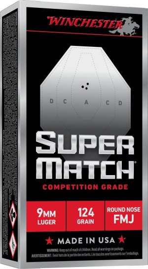 WIN SUPER MATCH 9MM 124GR FMJ RN 50/10