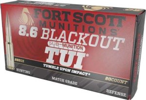 Fort Scott 86BLK285SCV2SS 8.6 Blackout 285gr Solid Copper Ammo 20 Rounds