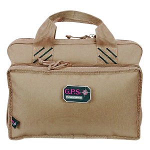 GPS 1310PCT Quad Pistol Range Bag Tan Holds 4 Handguns Lockable Zippers