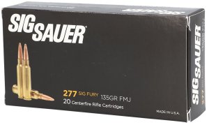 Sig Sauer E277SFB13520 Elite Ball .277 Fury 135gr FMJ 20 Rounds Box