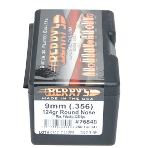 Berry's 76848 9mm 124gr Round Nose Bullets .356" 250/Box
