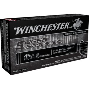 Winchester SUP45 45 ACP 230 Grain Full Metal Jacket 50 Rounds Brass